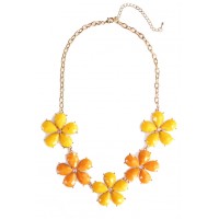 Mango Tango Yellow & Orange Floral Strand Necklace